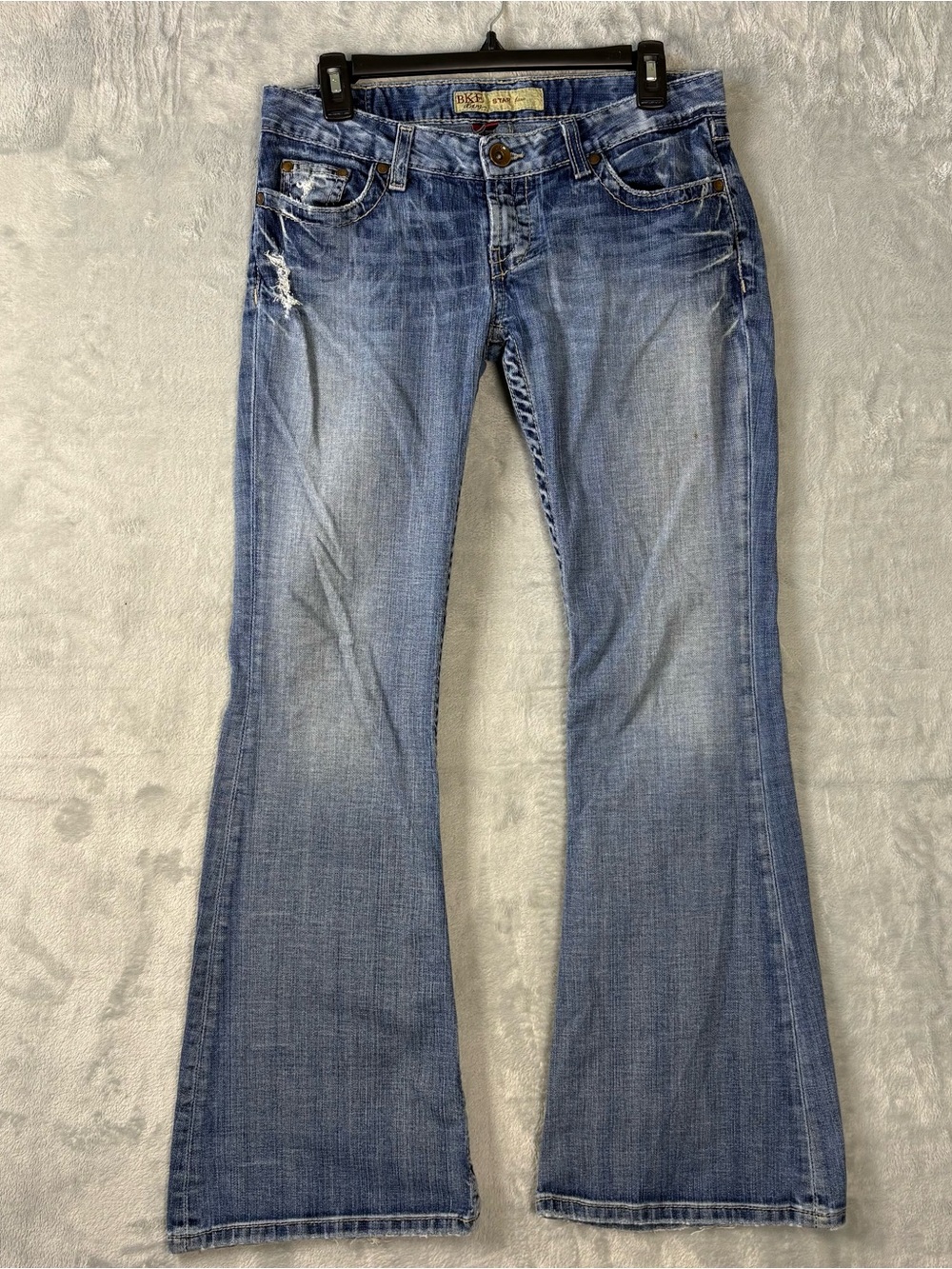 BKE Star Distressed Jeans Woman 28x31.5 Bootcut Medium Wash Y2K